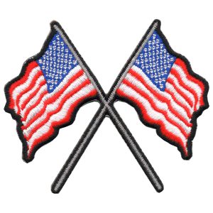 Crossed  American Flags Patch
